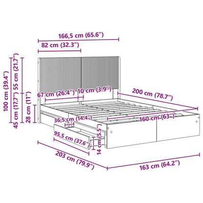 vidaXL Bed Frame with Storage and Headboard Grey Sonoma 160 x 200 cm