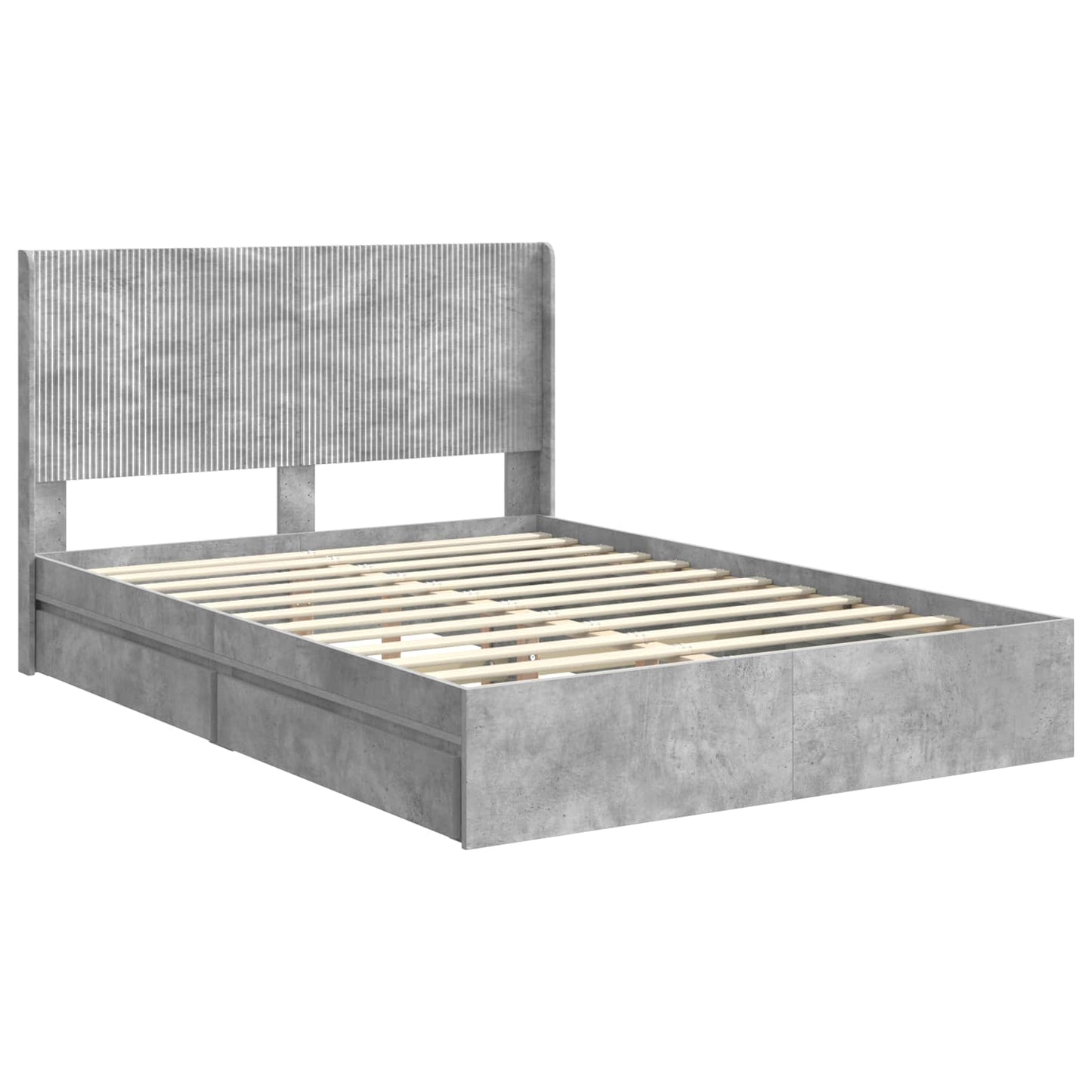 vidaXL Bed Frame with Storage and Headboard Concrete Grey 150 x 200 cm