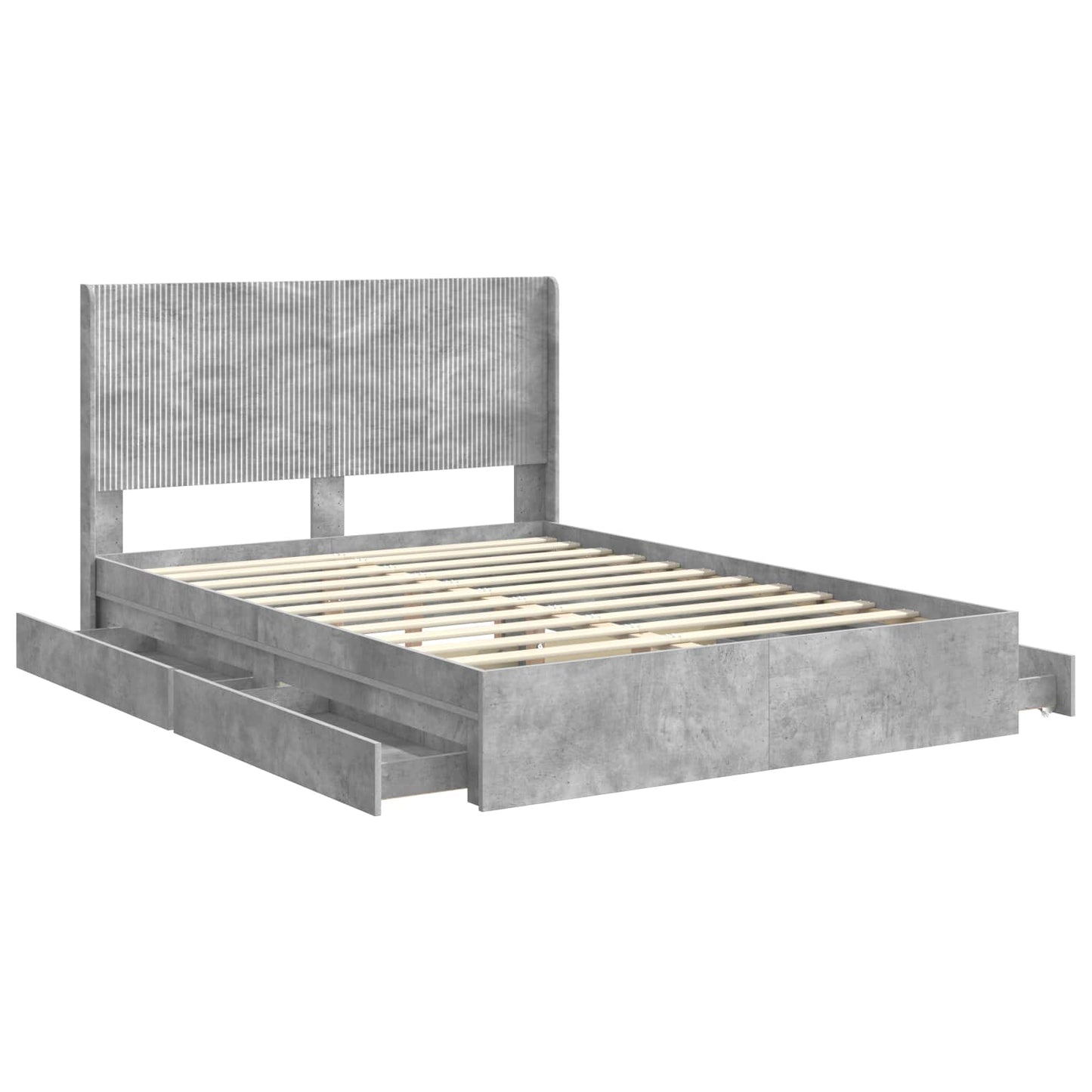 vidaXL Bed Frame with Storage and Headboard Concrete Grey 150 x 200 cm