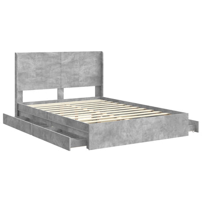 vidaXL Bed Frame with Storage and Headboard Concrete Grey 150 x 200 cm