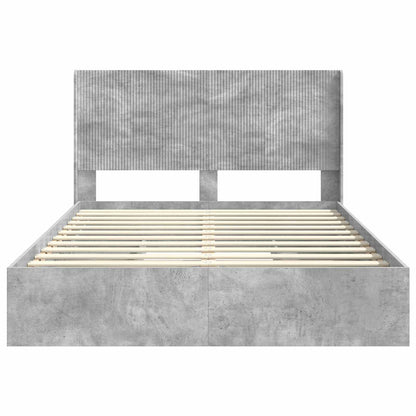 vidaXL Bed Frame with Storage and Headboard Concrete Grey 150 x 200 cm