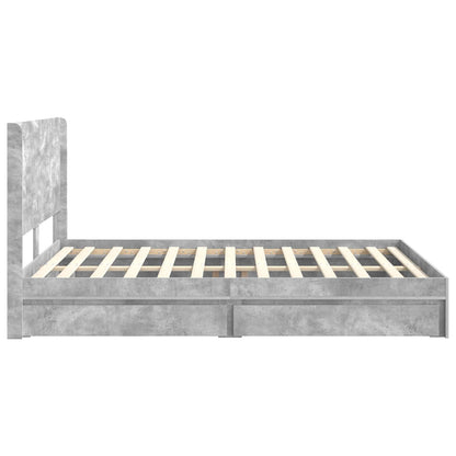 vidaXL Bed Frame with Storage and Headboard Concrete Grey 150 x 200 cm