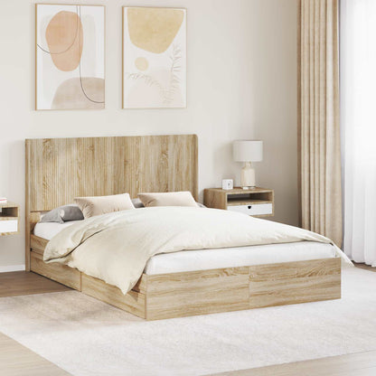 vidaXL Bed Frame with Storage and Headboard 2 pcs Engineered Wood
