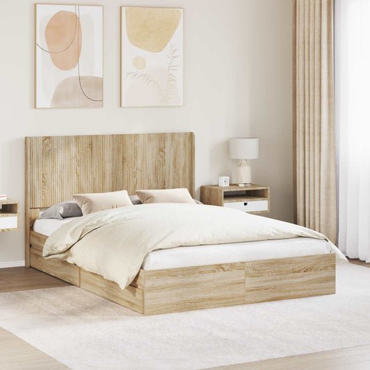 vidaXL Bed Frame with Storage and Headboard 2 pcs Engineered Wood