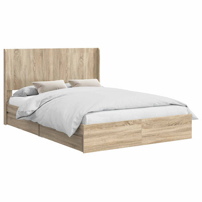 vidaXL Bed Frame with Storage and Headboard 2 pcs Engineered Wood