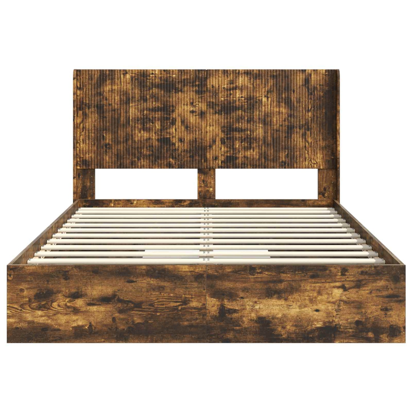vidaXL Bed Frame with Storage and Headboard Smoked Oak 135 x 190 cm