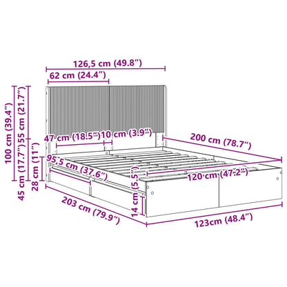 vidaXL Bed Frame with Storage and Headboard Sonoma Oak 120 x 200 cm