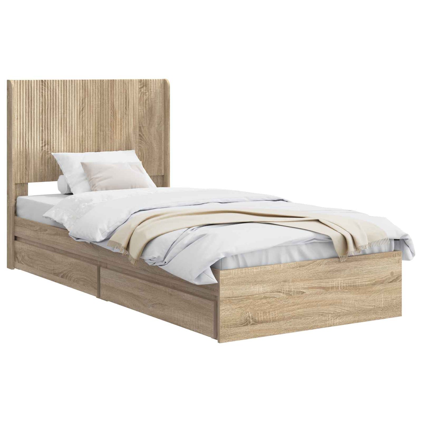 vidaXL Bed Frame with Storage and Headboard Sonoma Oak 100 x 200 cm