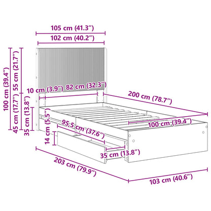 vidaXL Bed Frame with Storage and Headboard Sonoma Oak 100 x 200 cm