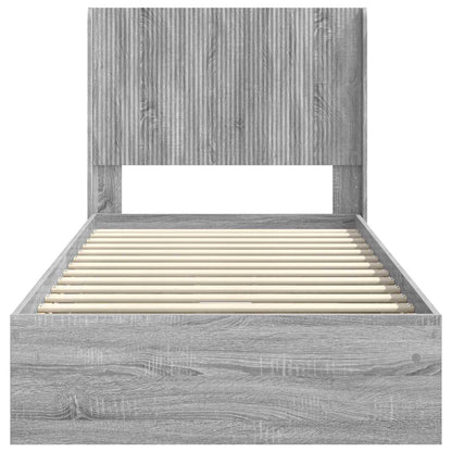 vidaXL Bed Frame with Storage and Headboard Grey Sonoma 100 x 200 cm