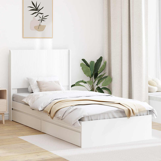 vidaXL Bed Frame with Storage and Headboard White 90 x 200 cm