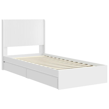 vidaXL Bed Frame with Storage and Headboard White 90 x 200 cm