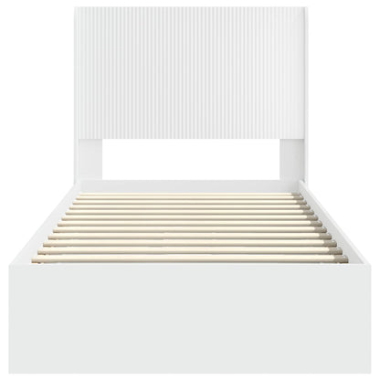 vidaXL Bed Frame with Storage and Headboard White 90 x 200 cm