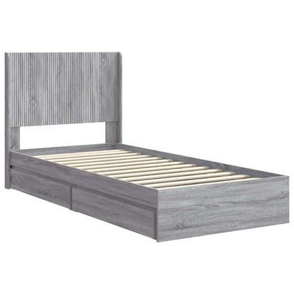 vidaXL Bed Frame with Storage and Headboard Grey Sonoma 90 x 200 cm