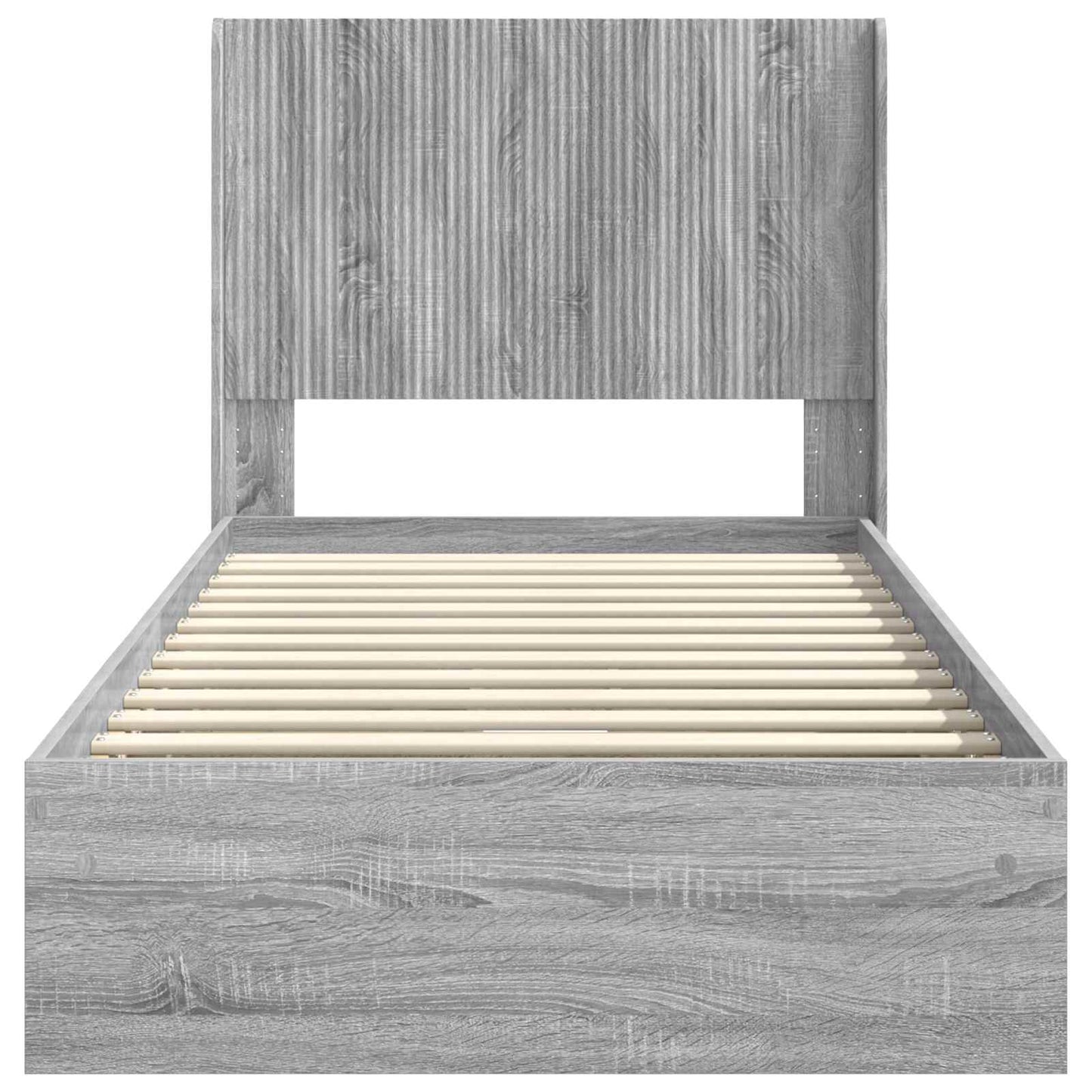 vidaXL Bed Frame with Storage and Headboard Grey Sonoma 90 x 200 cm