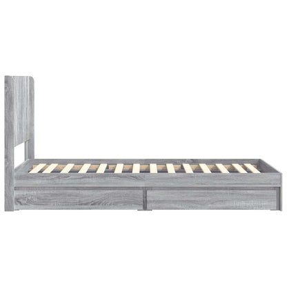 vidaXL Bed Frame with Storage and Headboard Grey Sonoma 90 x 200 cm