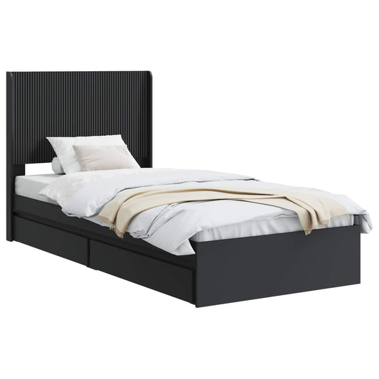 vidaXL Bed Frame with Storage and Headboard Black 90 x 190 cm