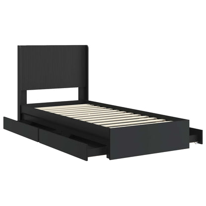 vidaXL Bed Frame with Storage and Headboard Black 90 x 190 cm