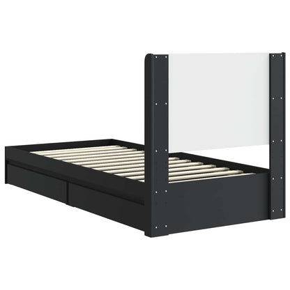 vidaXL Bed Frame with Storage and Headboard Black 90 x 190 cm