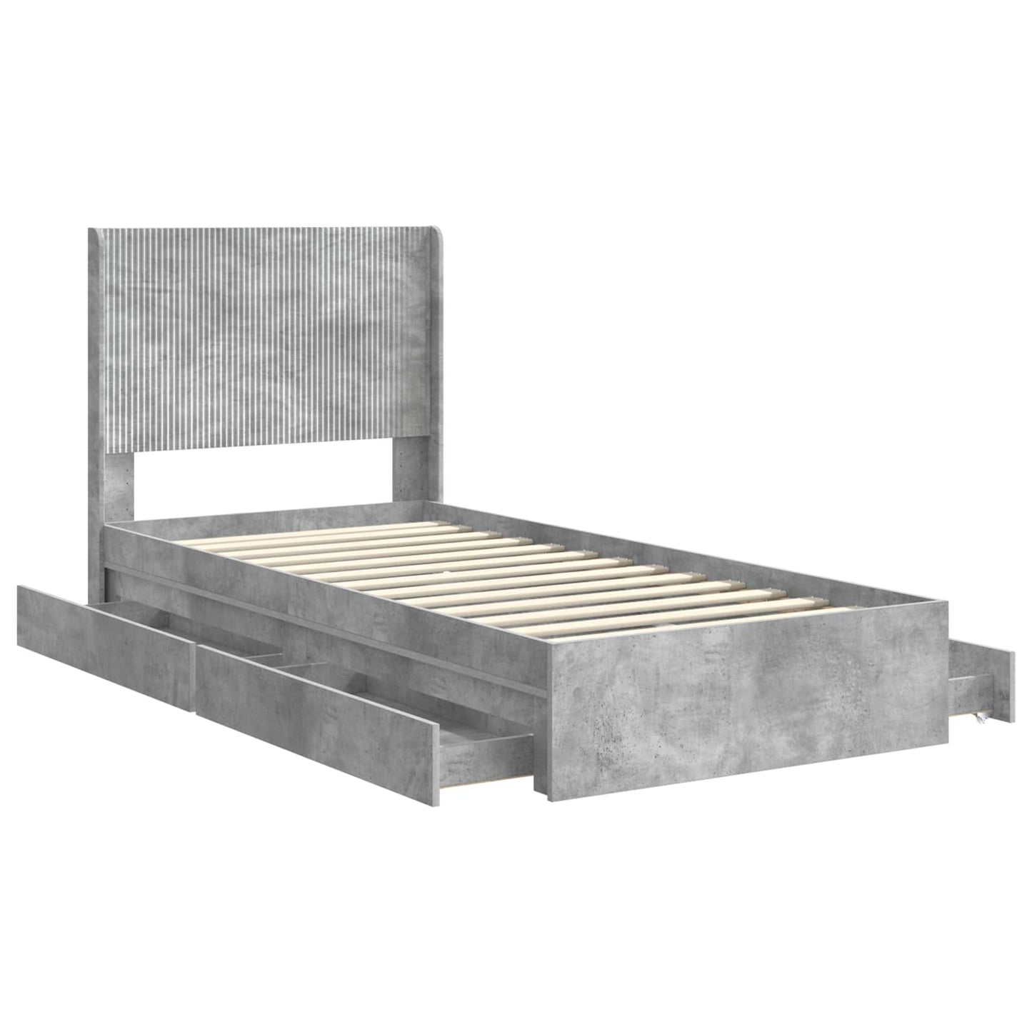vidaXL Bed Frame with Storage and Headboard Concrete Grey 90 x 190 cm