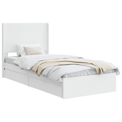 vidaXL Bed Frame with Storage and Headboard White 75 x 190 cm