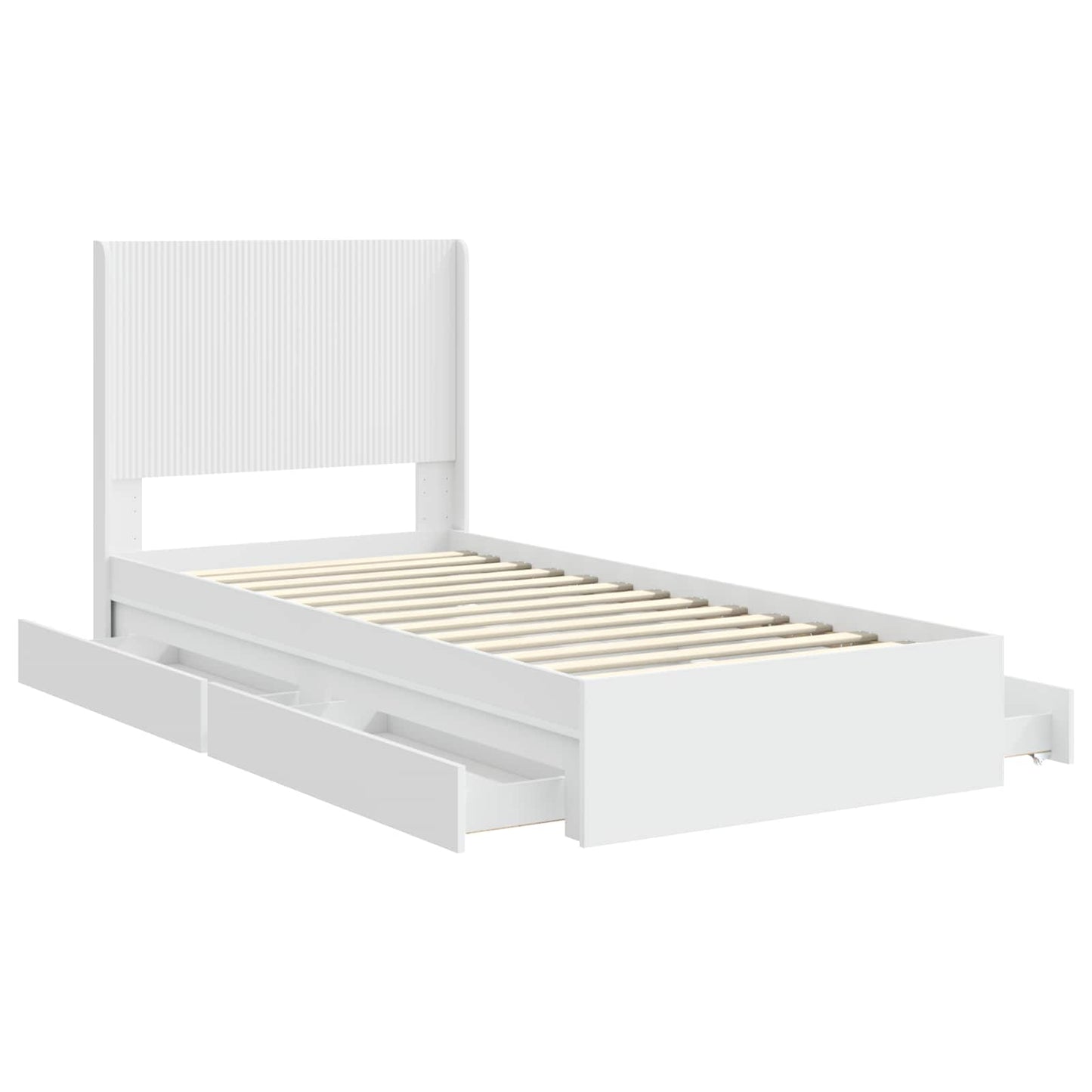 vidaXL Bed Frame with Storage and Headboard White 75 x 190 cm