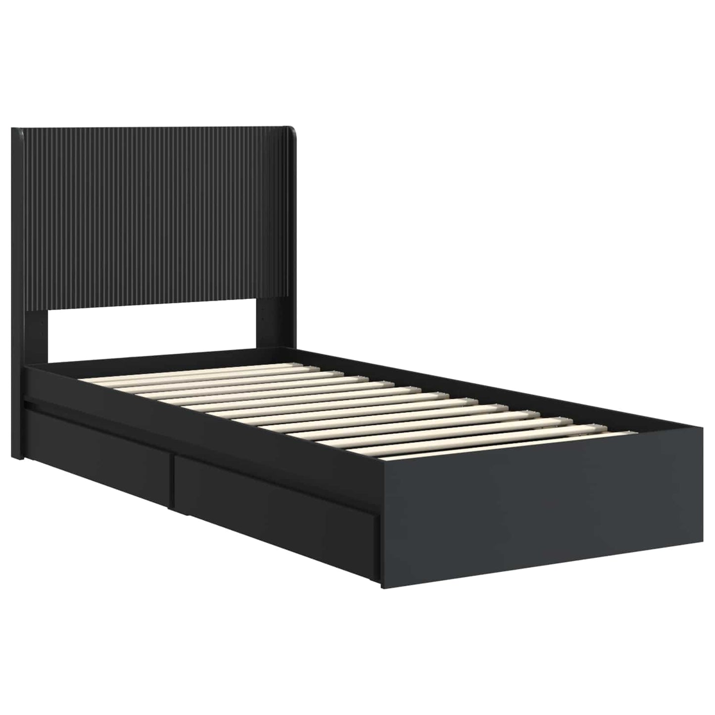 vidaXL Bed Frame with Storage and Headboard Black 75 x 190 cm