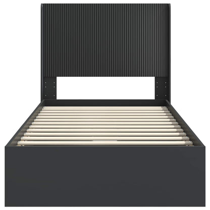 vidaXL Bed Frame with Storage and Headboard Black 75 x 190 cm