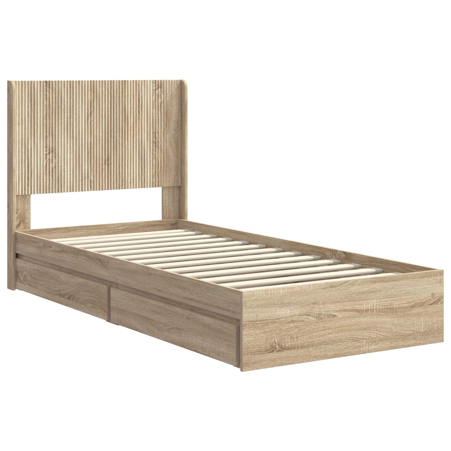 vidaXL Bed Frame with Storage and Headboard Sonoma Oak 75 x 190 cm