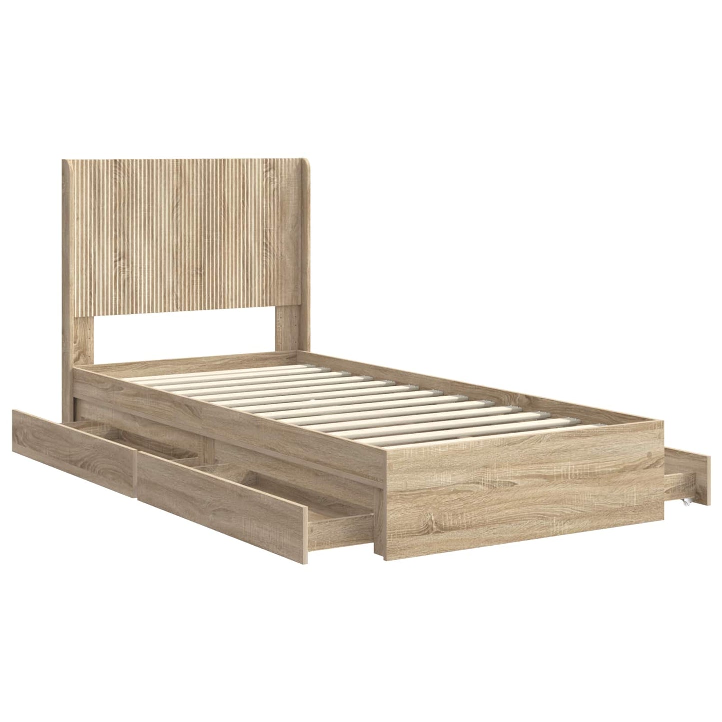 vidaXL Bed Frame with Storage and Headboard Sonoma Oak 75 x 190 cm
