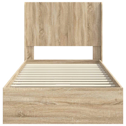 vidaXL Bed Frame with Storage and Headboard Sonoma Oak 75 x 190 cm