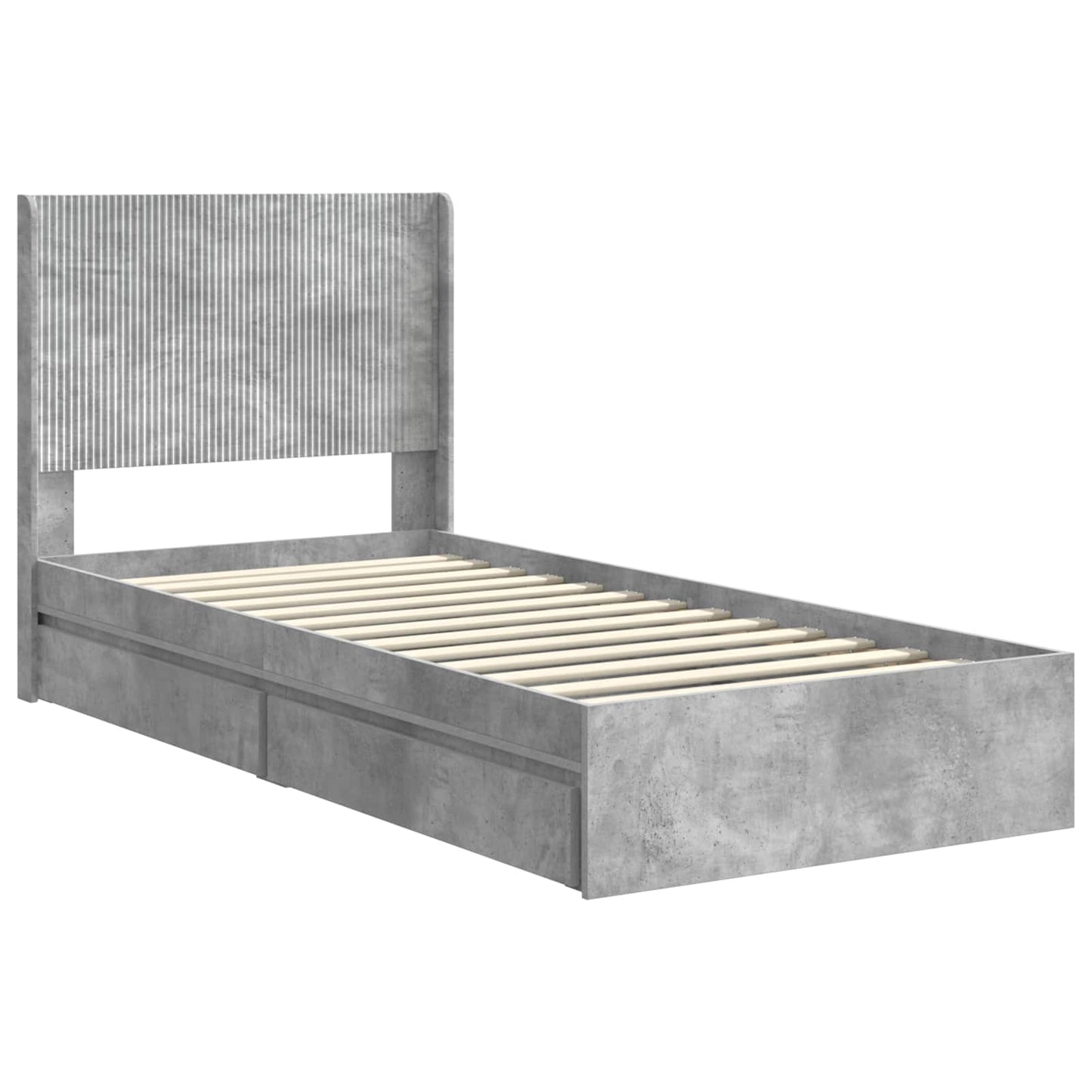 vidaXL Bed Frame with Storage and Headboard Concrete Grey 75 x 190 cm
