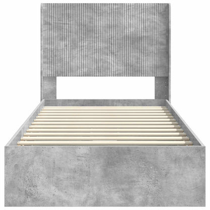 vidaXL Bed Frame with Storage and Headboard Concrete Grey 75 x 190 cm