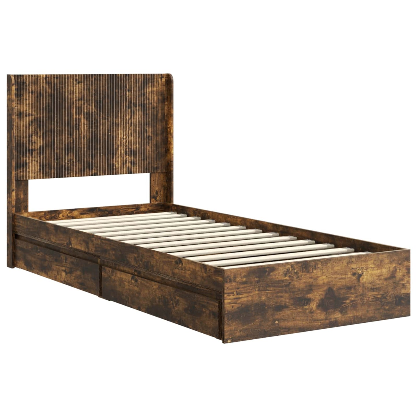 vidaXL Bed Frame with Storage and Headboard Smoked Oak 75 x 190 cm