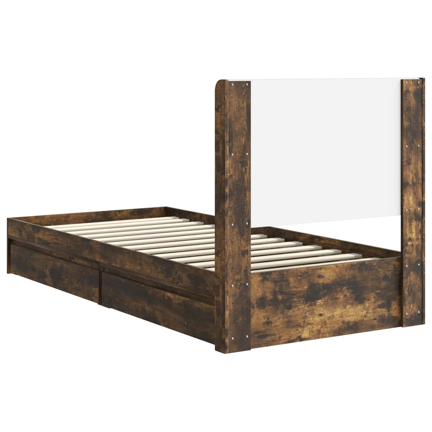 vidaXL Bed Frame with Storage and Headboard Smoked Oak 75 x 190 cm