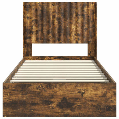 vidaXL Bed Frame with Storage and Headboard Smoked Oak 75 x 190 cm