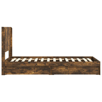 vidaXL Bed Frame with Storage and Headboard Smoked Oak 75 x 190 cm