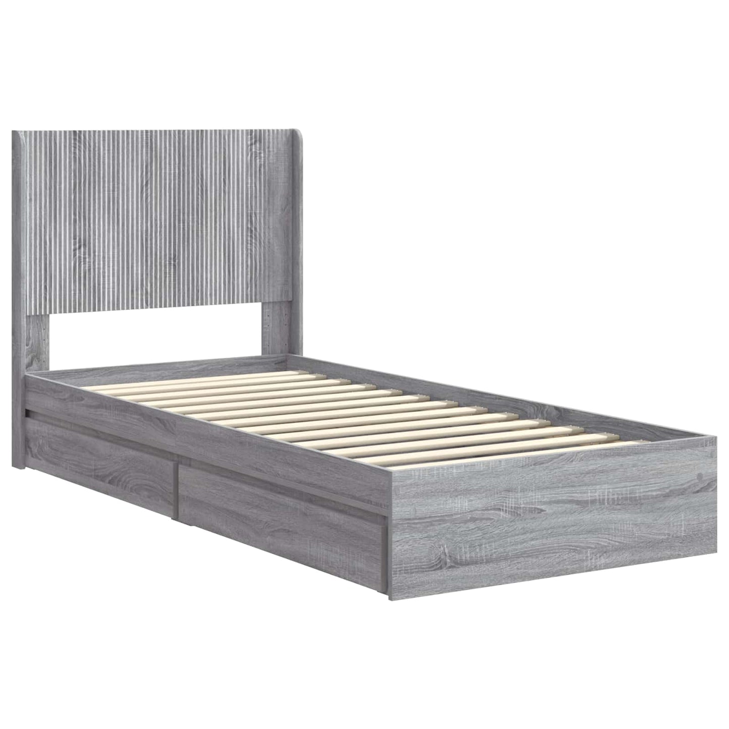 vidaXL Bed Frame with Storage and Headboard Grey Sonoma 75 x 190 cm