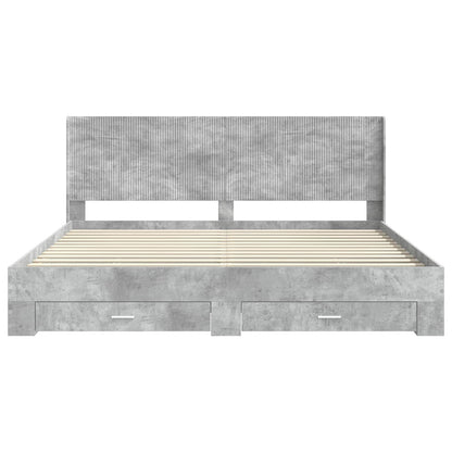 vidaXL Bed Frame with Storage and Headboard Concrete Grey