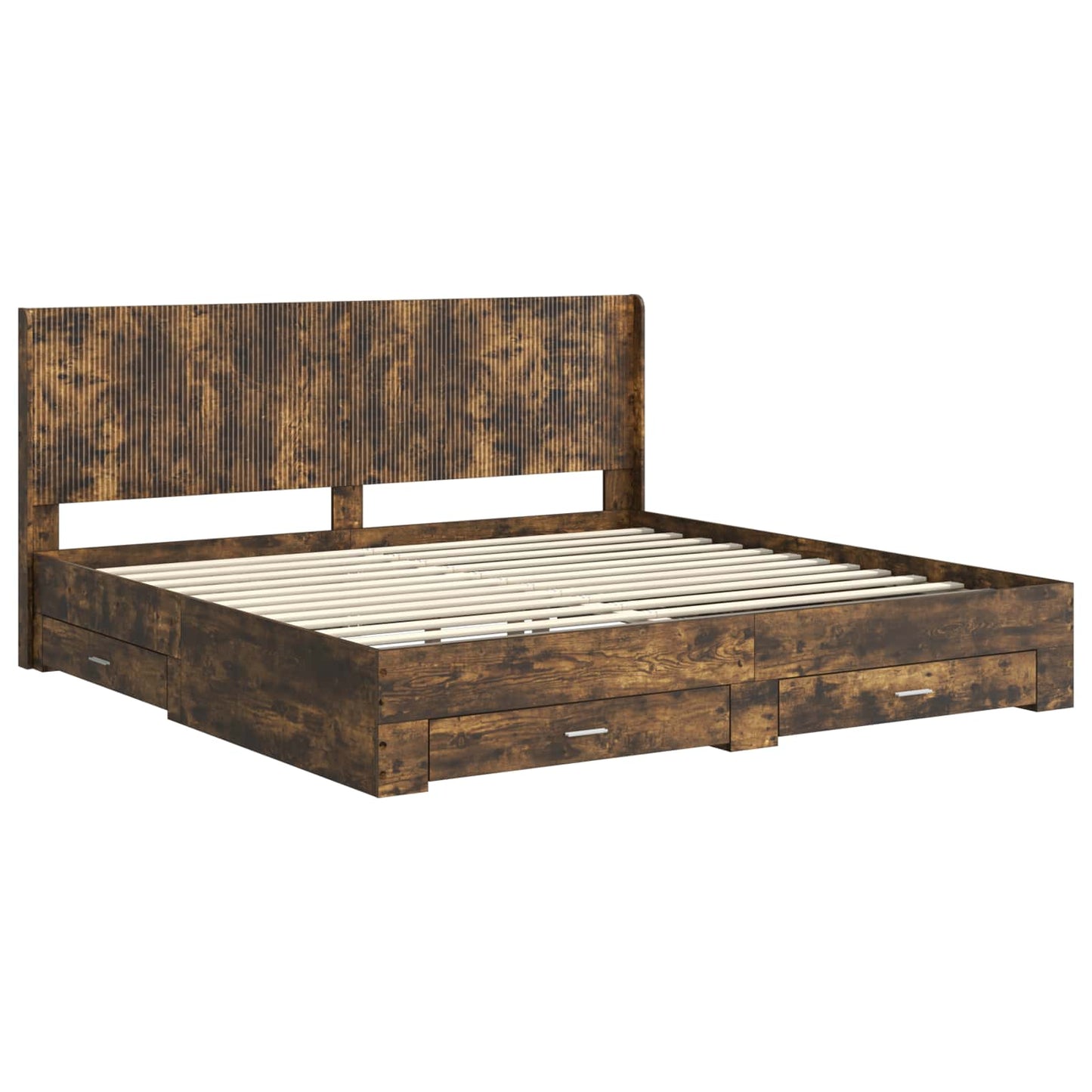 vidaXL Bed Frame with Storage and Headboard Smoked Oak Engineered Wood