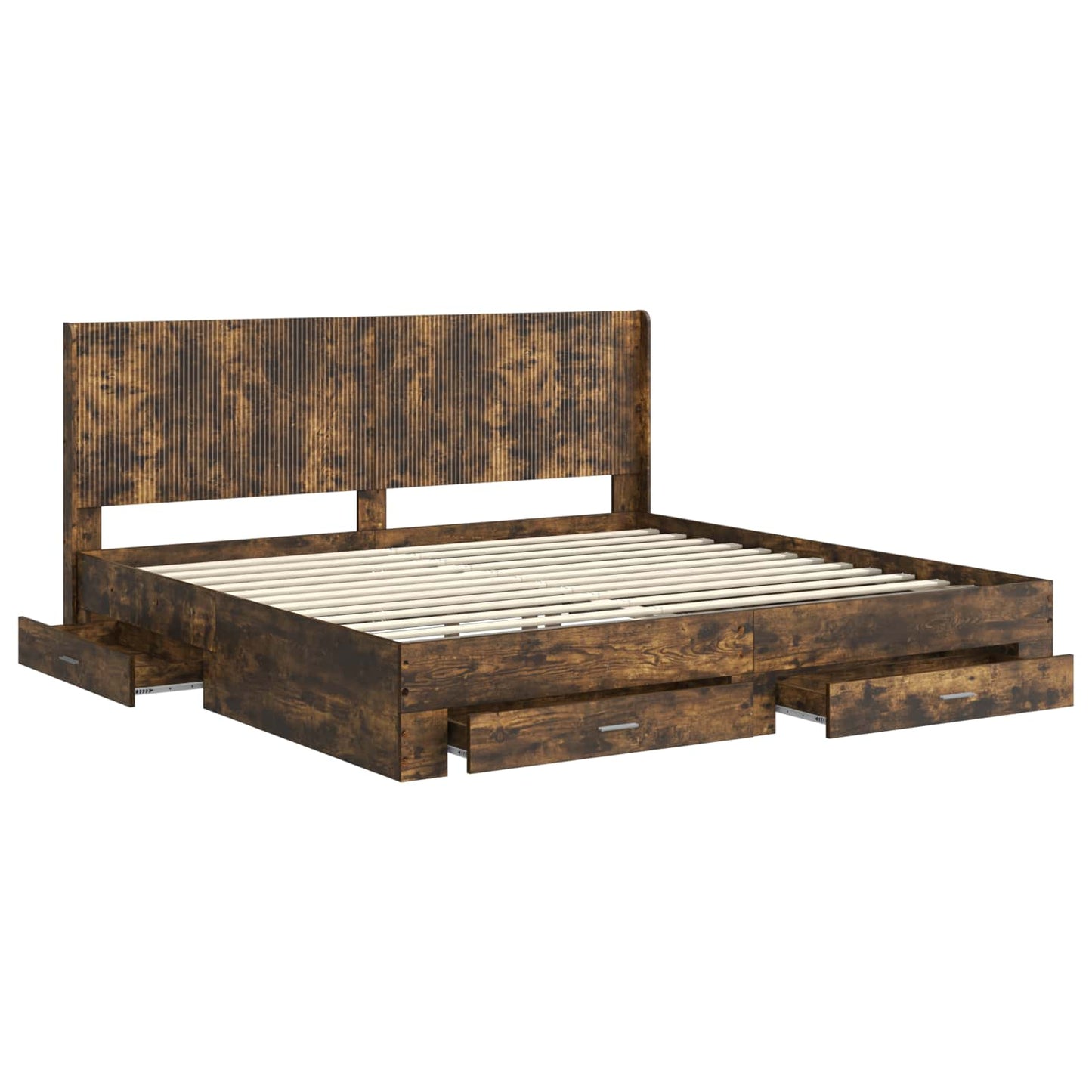 vidaXL Bed Frame with Storage and Headboard Smoked Oak Engineered Wood
