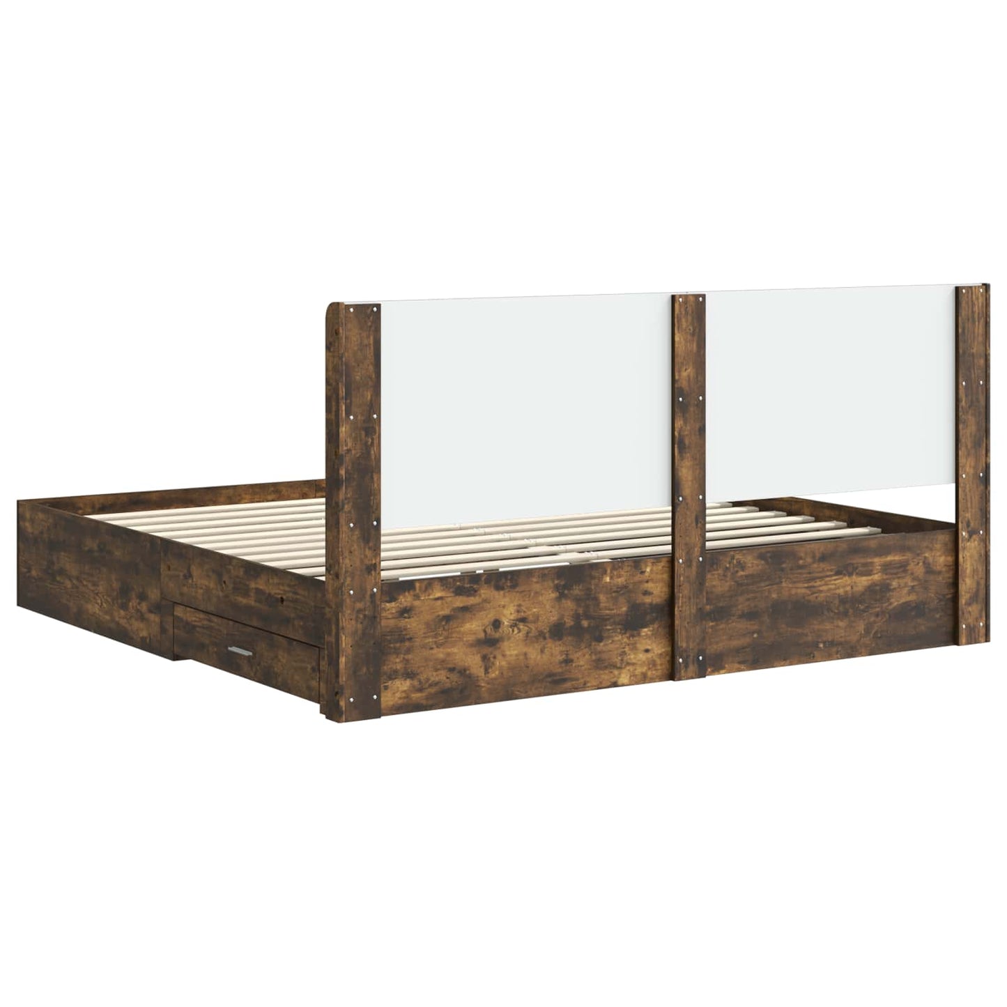 vidaXL Bed Frame with Storage and Headboard Smoked Oak Engineered Wood