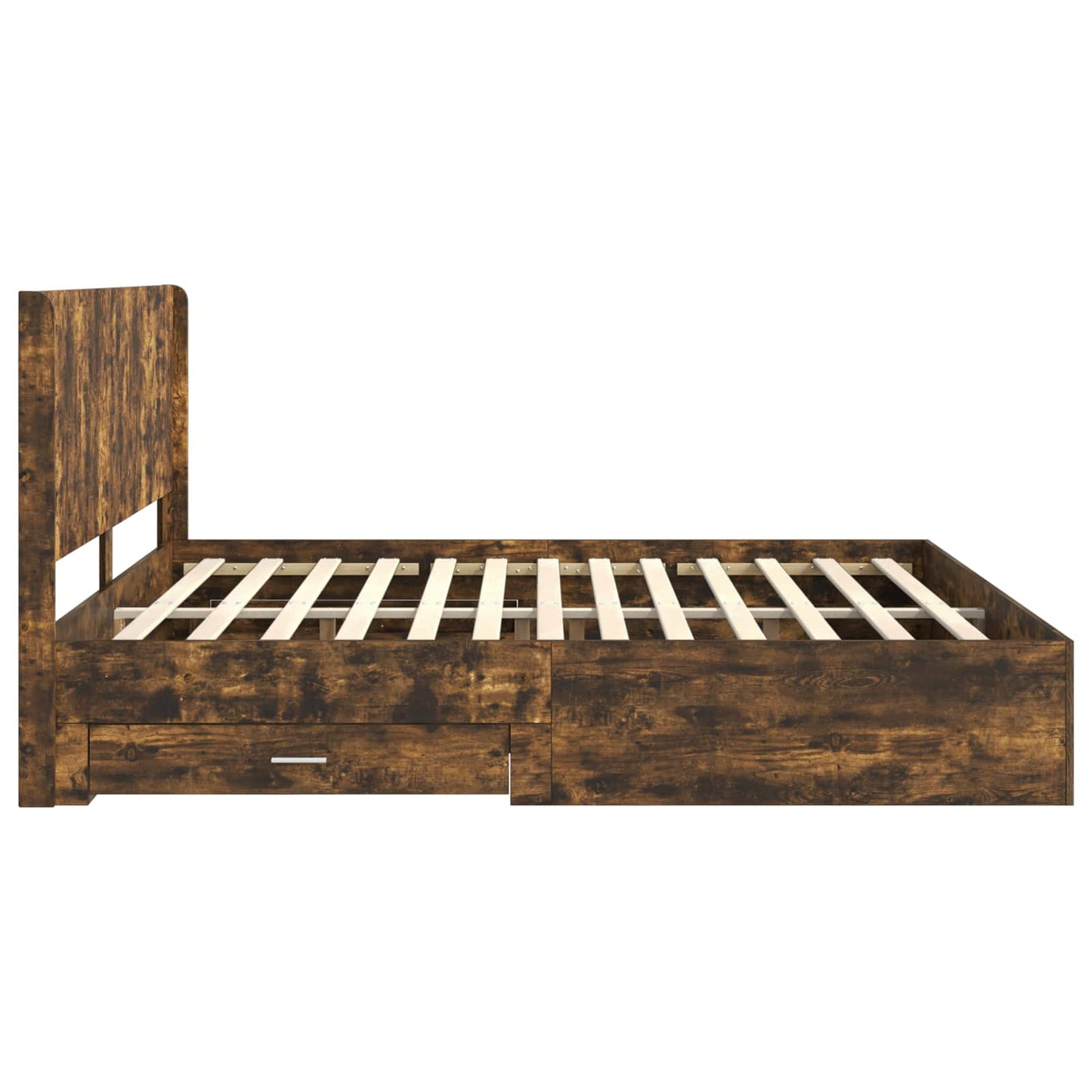 vidaXL Bed Frame with Storage and Headboard Smoked Oak Engineered Wood
