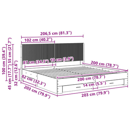 vidaXL Bed Frame with Storage and Headboard Smoked Oak Engineered Wood