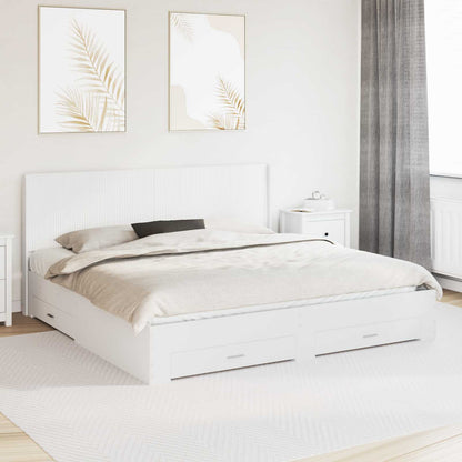 vidaXL Bed Frame with Storage and Headboard White Engineered Wood