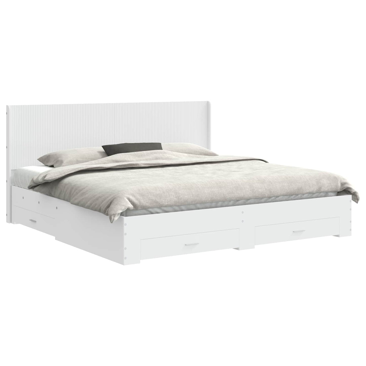 vidaXL Bed Frame with Storage and Headboard White Engineered Wood