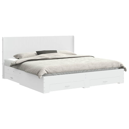 vidaXL Bed Frame with Storage and Headboard White Engineered Wood