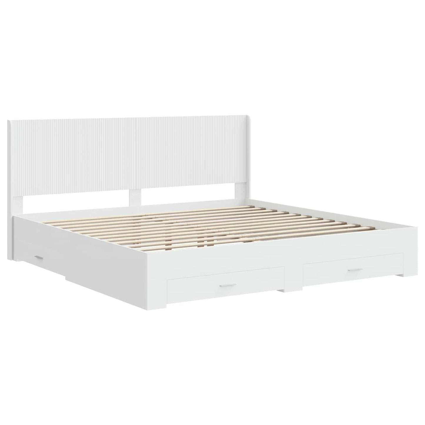 vidaXL Bed Frame with Storage and Headboard White Engineered Wood