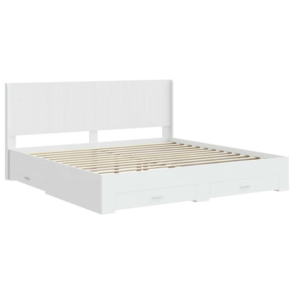 vidaXL Bed Frame with Storage and Headboard White Engineered Wood