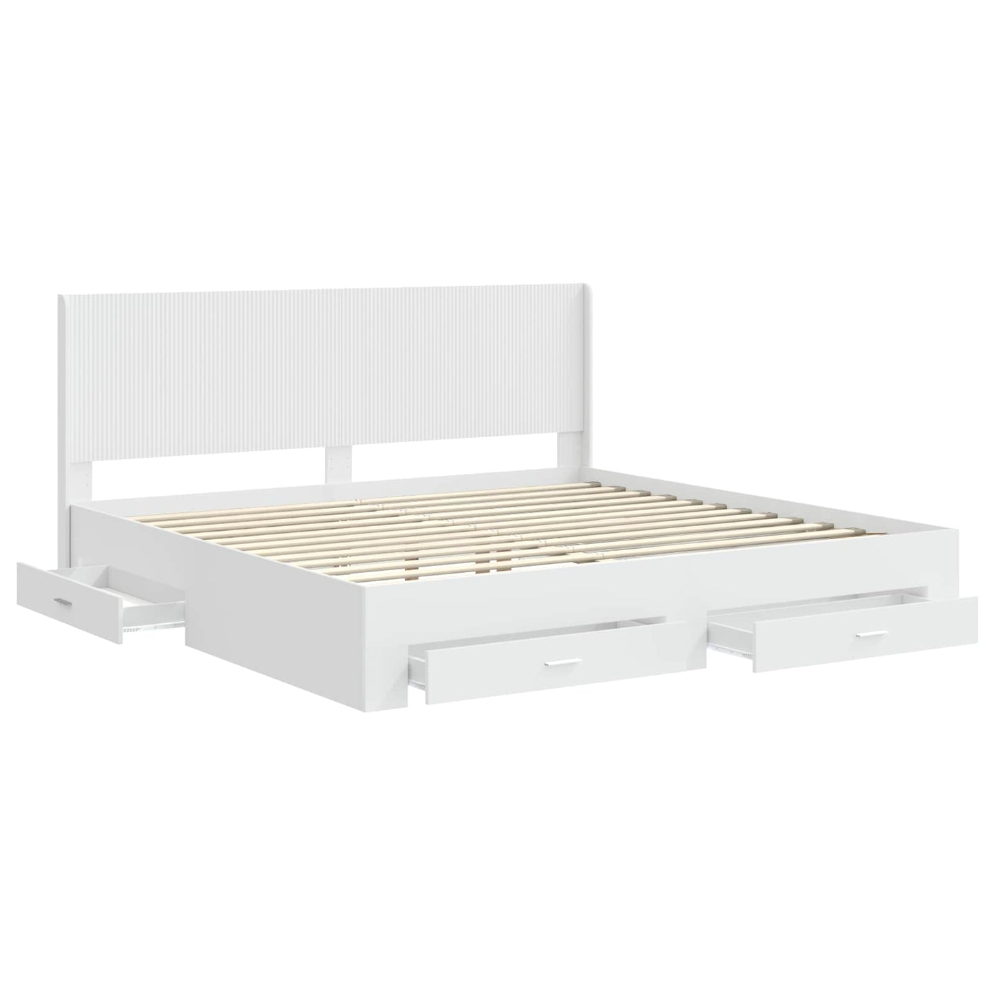 vidaXL Bed Frame with Storage and Headboard White Engineered Wood
